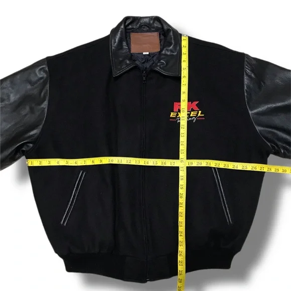 Vintage RK Excel Racing Motorcycle Drag Racing Mens 2XL Wool / Leather Jacket